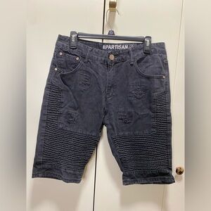 Partisan Jean Shorts Denim Cotton Mens SZ 32 Black Straight VTG Baggy 90s Y2K